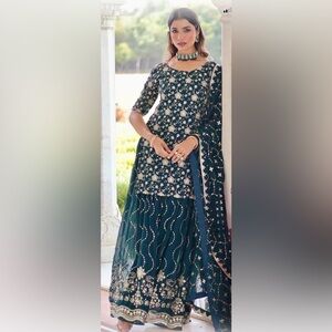 DESIGNER READYMADE TOP-SHARARA-DUPATTA COLLECTION Elegant Floral Embroidered.